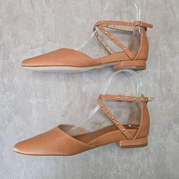 Bared Footwear Flats 6-6.5 Black Leather Studded Pointed Toe Strappy Ballet Shoe - Picture 6 of 13